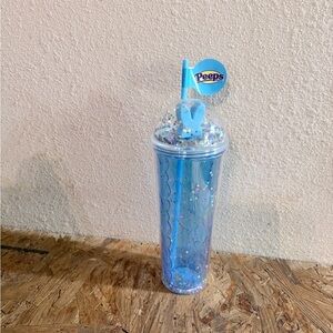 Peeps Blue Glitter Tumbler with Straw